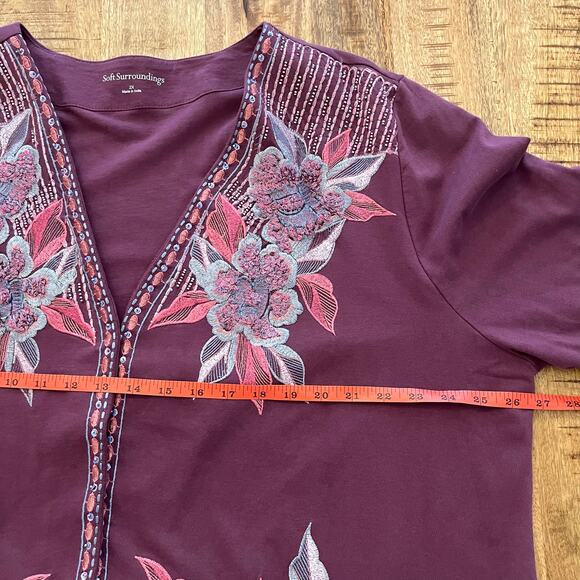 Soft Surroundings Playa Embroidered Jacket 2X Floral Beaded Open Cardigan - Picture 14 of 15